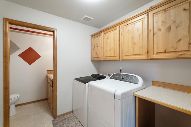 laundry room with cabinets and separate washer and dryer