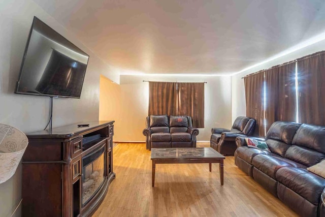 living room featuring light wood-type flooring