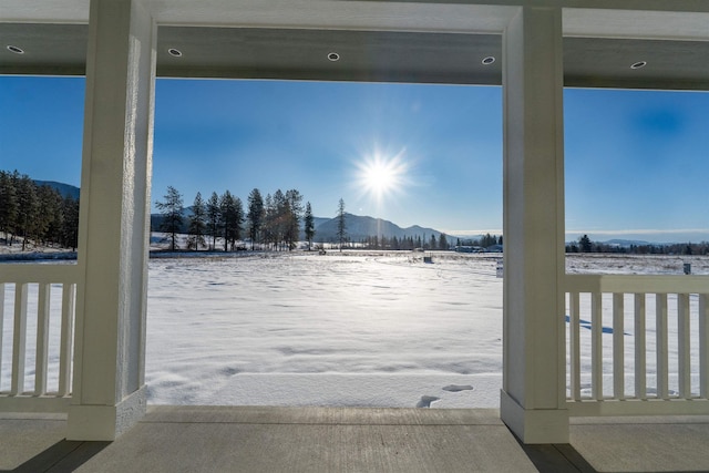 exterior space featuring a mountain view