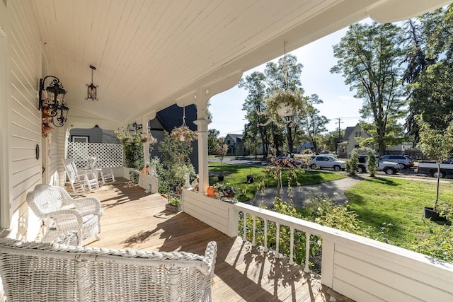 wooden deck with covered porch