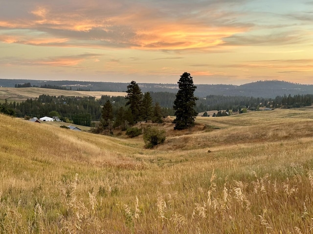 view of mountain feature with a rural view