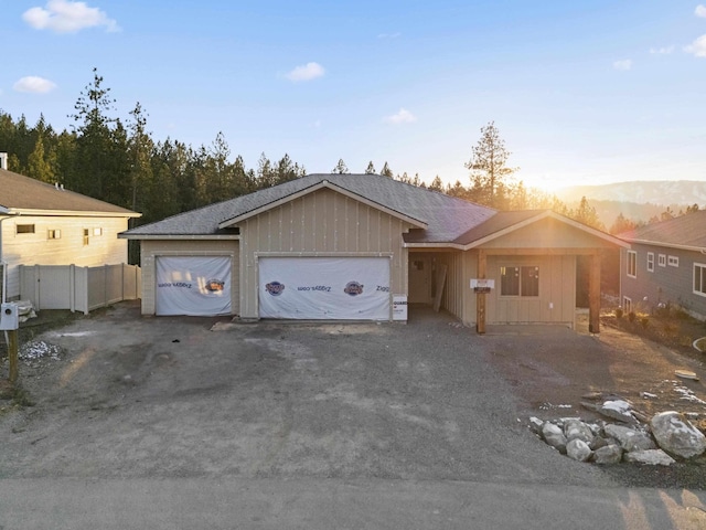 view of front of home with a garage