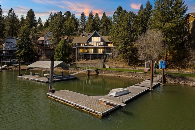 view of dock featuring a water view