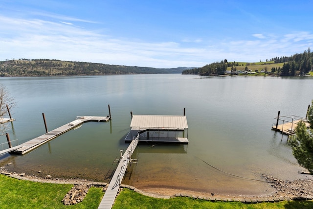 dock area featuring a water view