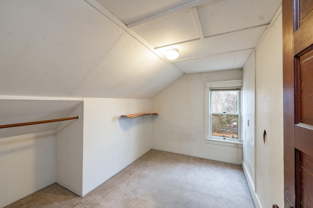 additional living space featuring light carpet and lofted ceiling