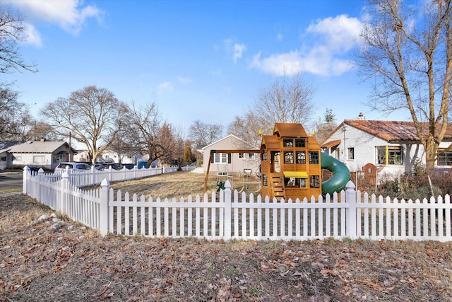 view of front facade with a playground