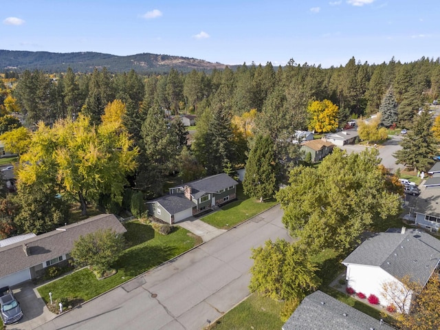 birds eye view of property with a mountain view