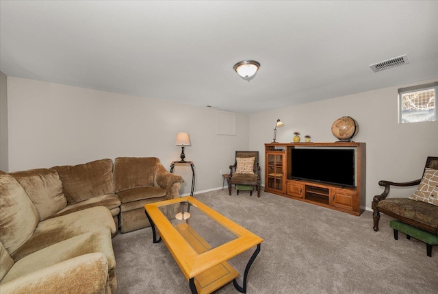 living room featuring carpet flooring