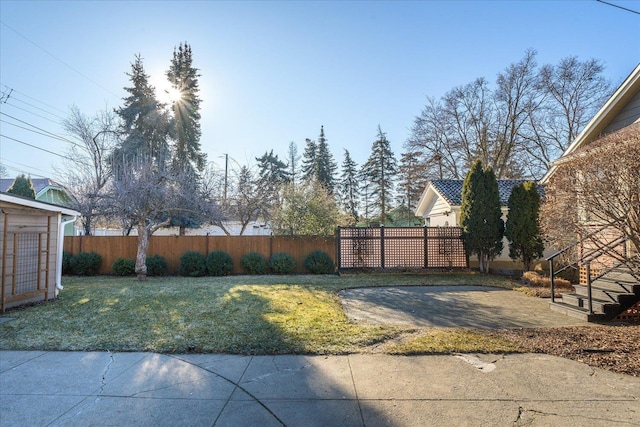 view of yard featuring a patio area