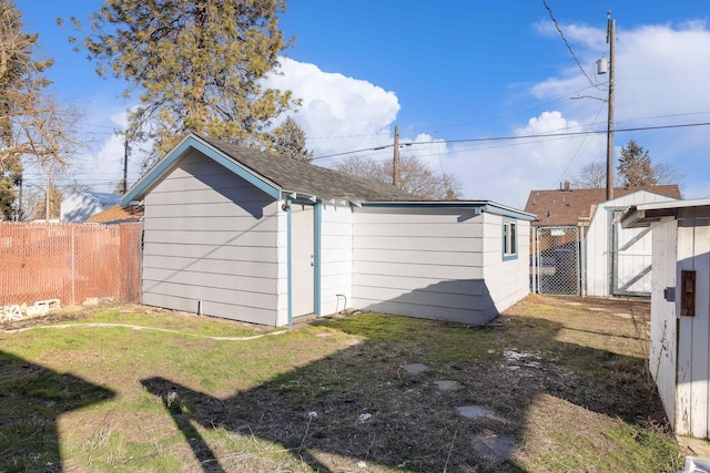 view of outdoor structure with a yard