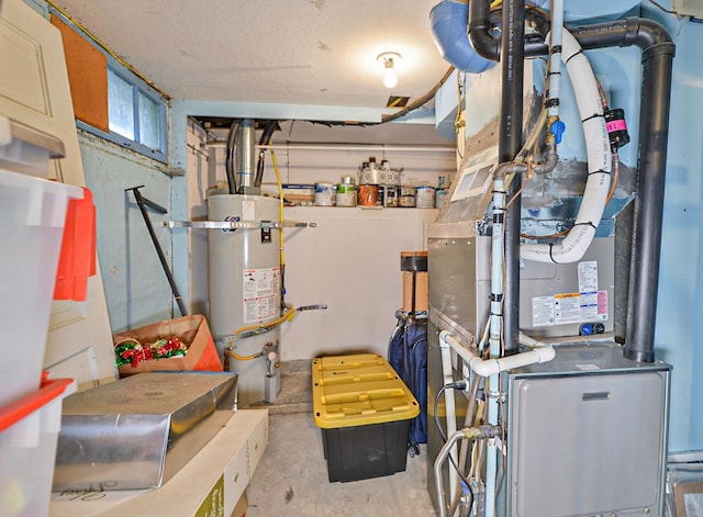 utilities featuring water heater and heating unit