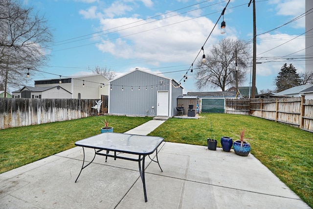 view of patio / terrace featuring an outdoor structure