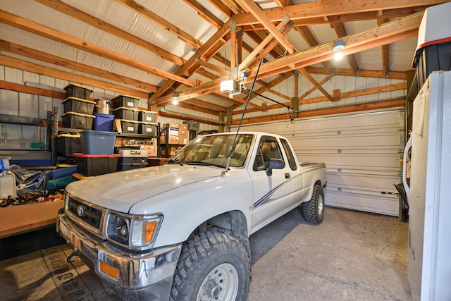 garage with a garage door opener