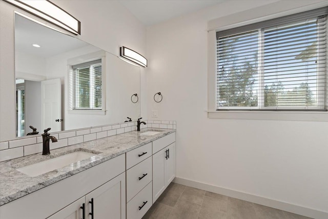 bathroom featuring vanity and tile patterned flooring