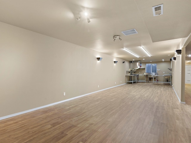 unfurnished living room featuring light hardwood / wood-style flooring