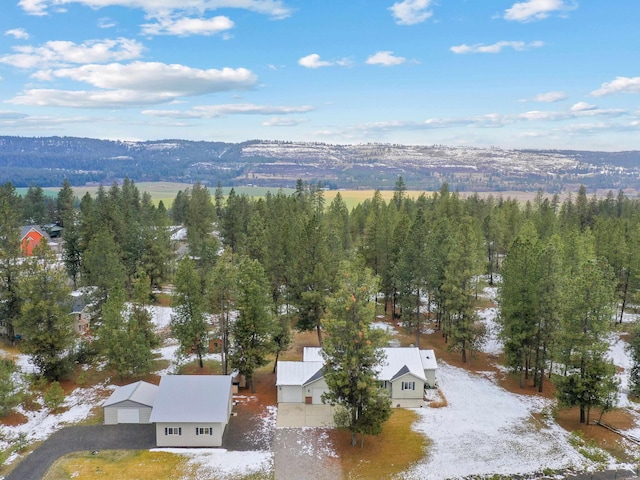 aerial view with a mountain view