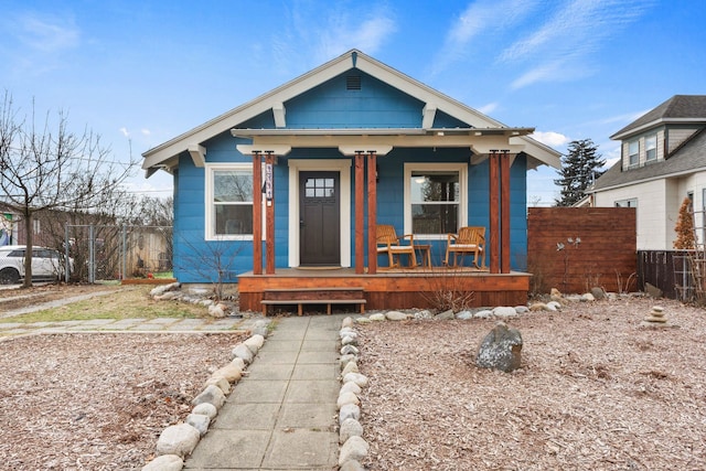 bungalow-style house with covered porch