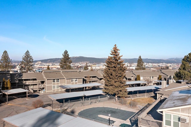 aerial view with a mountain view