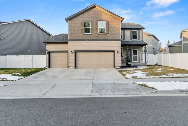 view of front property with a garage