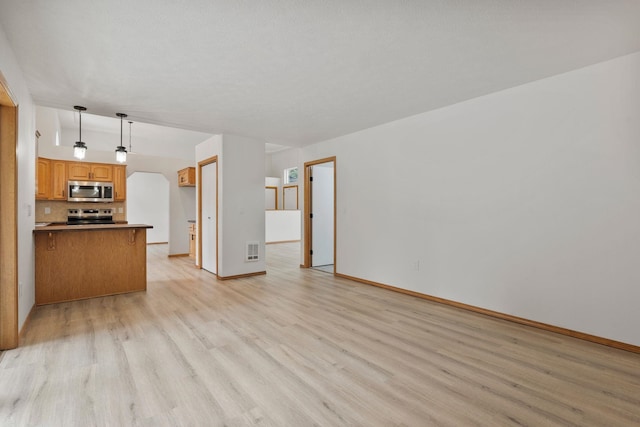 unfurnished living room featuring light hardwood / wood-style floors