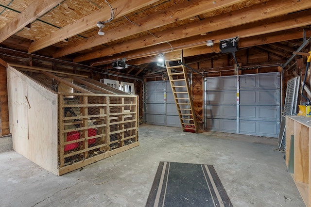 garage with a garage door opener