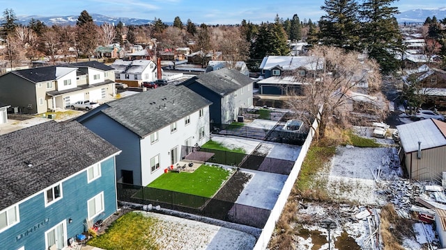 bird's eye view with a mountain view