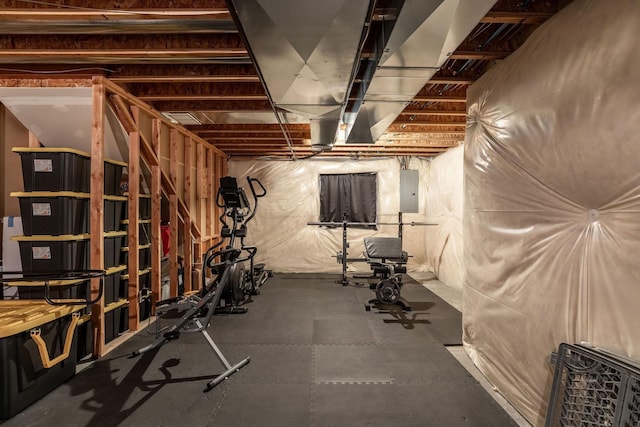 exercise room featuring electric panel