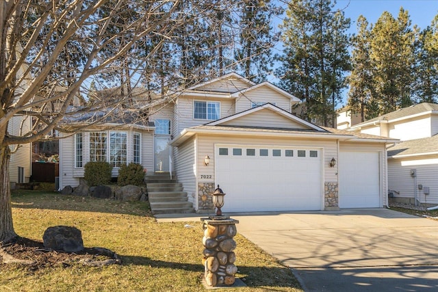 front facade with a garage