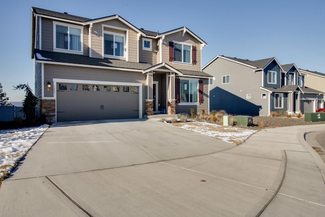 view of front of property with a garage