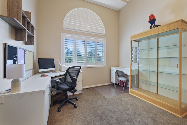 office area featuring carpet flooring