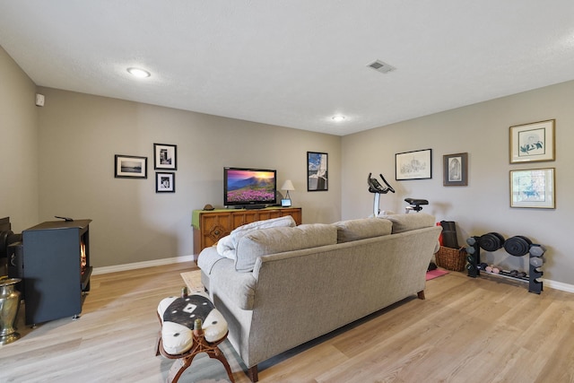 living room with light hardwood / wood-style floors