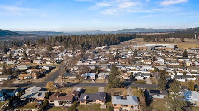 drone / aerial view with a mountain view