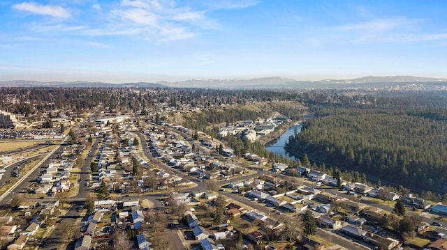 aerial view with a water and mountain view