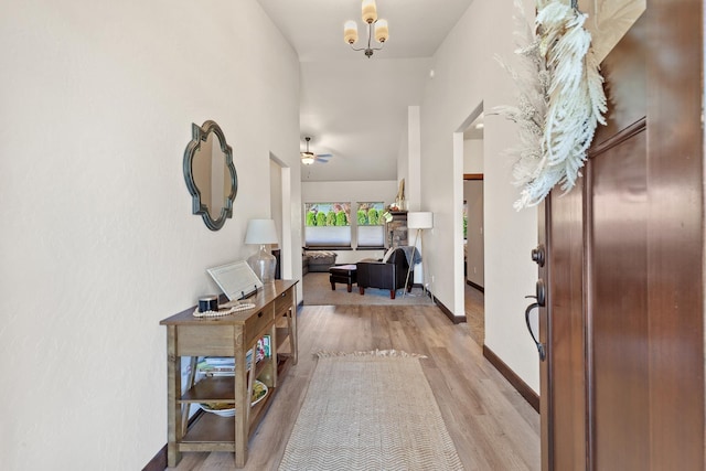 interior space featuring ceiling fan and light hardwood / wood-style flooring