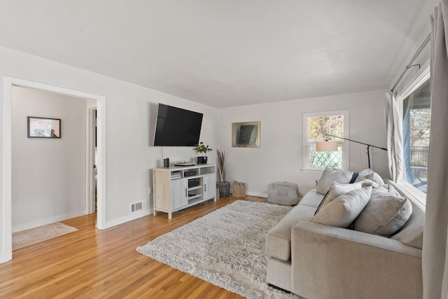 living room with hardwood / wood-style flooring