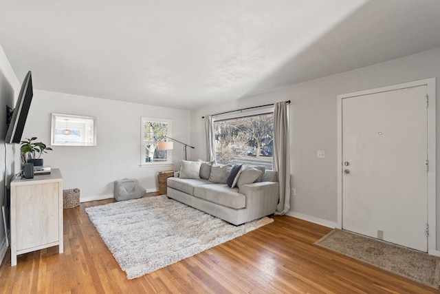 living room with light hardwood / wood-style floors