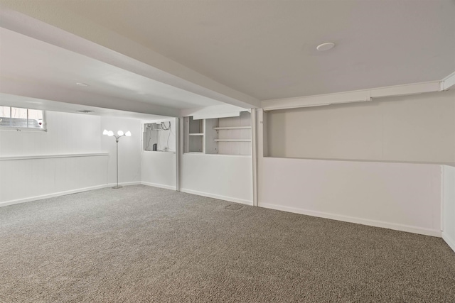 basement with carpet floors