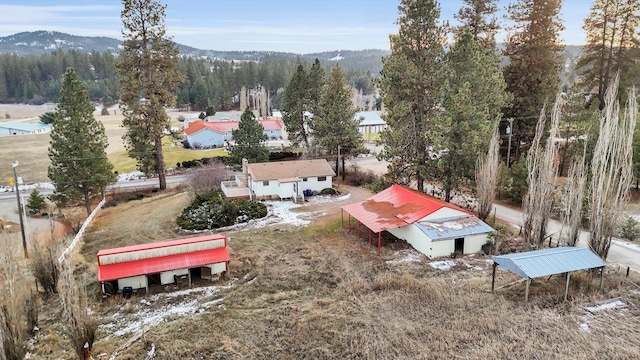 aerial view with a mountain view