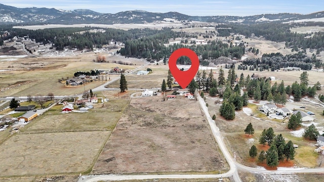 birds eye view of property featuring a mountain view