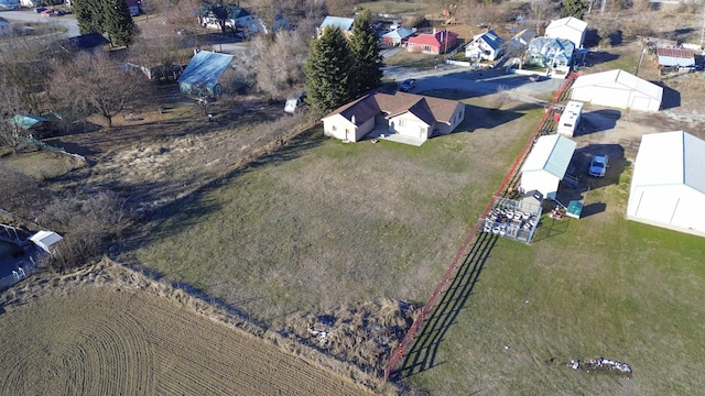 bird's eye view with a rural view