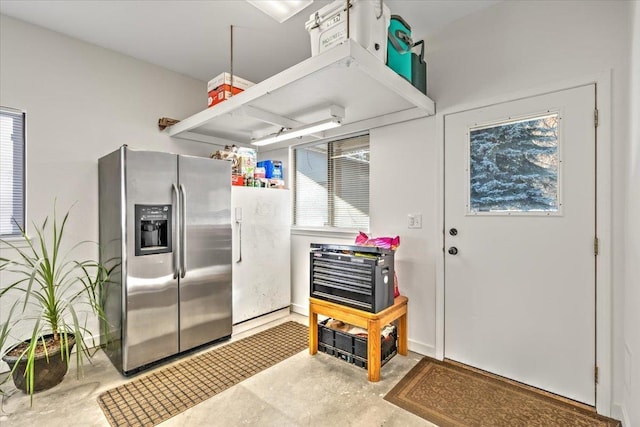 kitchen with stainless steel fridge