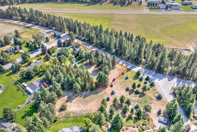 aerial view featuring a rural view