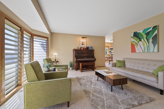 living room with carpet flooring