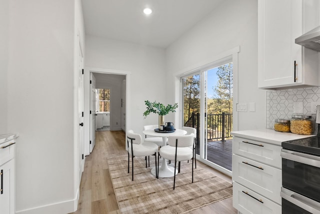 dining area featuring light hardwood / wood-style flooring