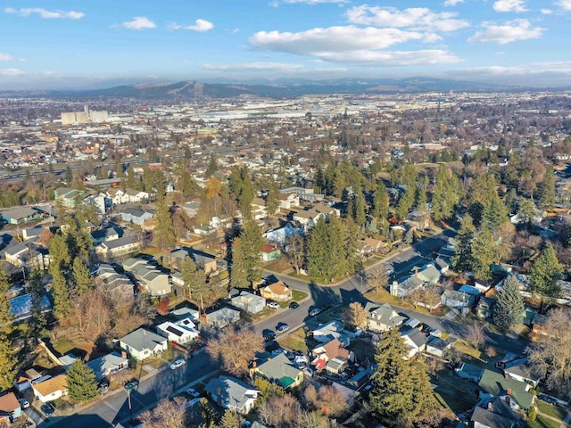 drone / aerial view with a mountain view