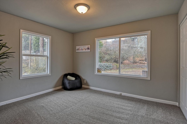 carpeted spare room with baseboards