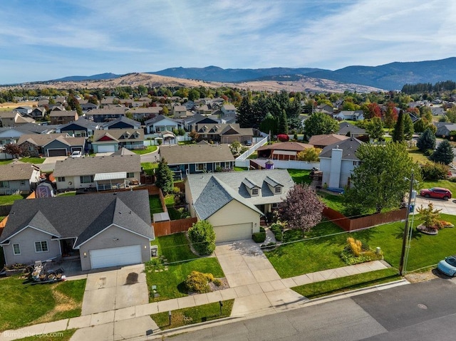 aerial view with a mountain view