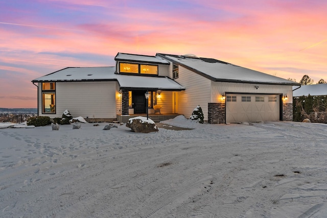 contemporary house with covered porch