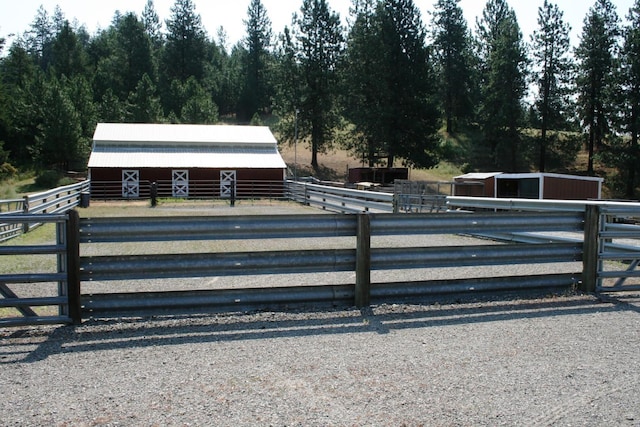 exterior space with an outbuilding