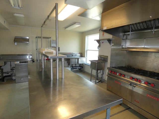 706 2nd St, Cheney, WA 99004 - kitchen with island range hood and stainless steel counters